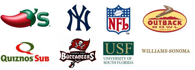 Featured Customers: Chili's, New York Yankees, NFL, Outback Bowl, Quiznos Sub, Tampa Bay Buccaneers, University of South Florida and Williams-Sonoma